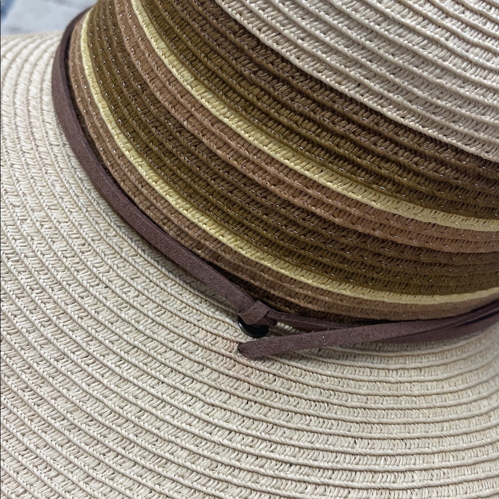Hat Stuff Wide Brim Straw Hat with Brown Band - Picture 3 of 5